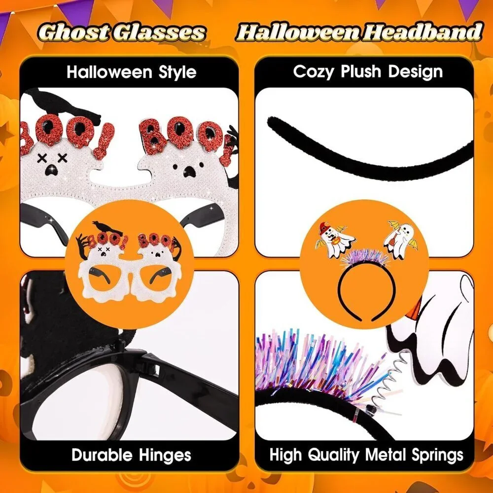 Halloween Belt Bag Set with Ghost Glasses Headband Womens Girls Costume Accessor